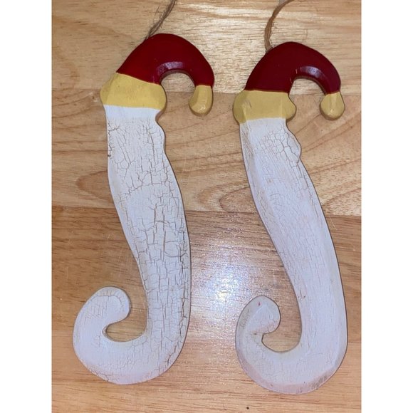 Set 2 Vintage Midwest of Cannon Falls Santa Claus Head Icicle Ornaments Folk Art - Picture 2 of 2